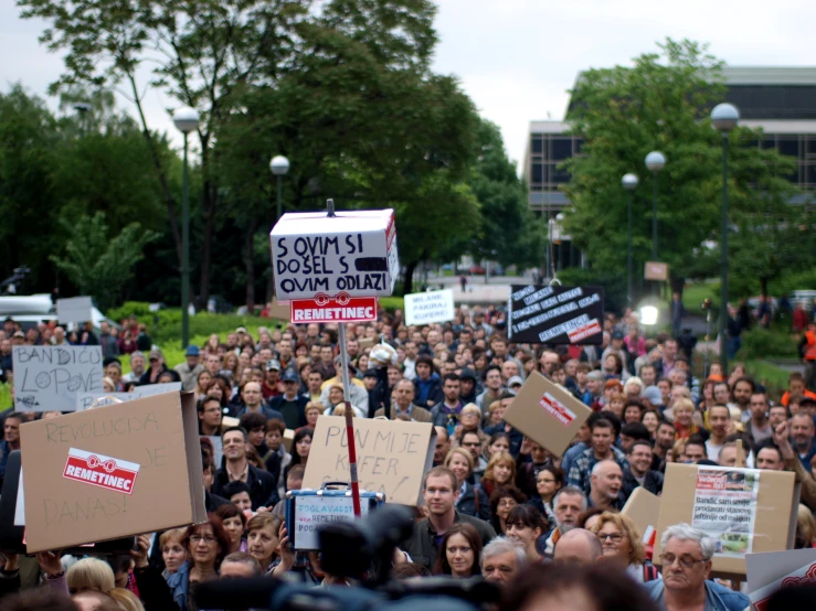 there is a huge group of people in the street