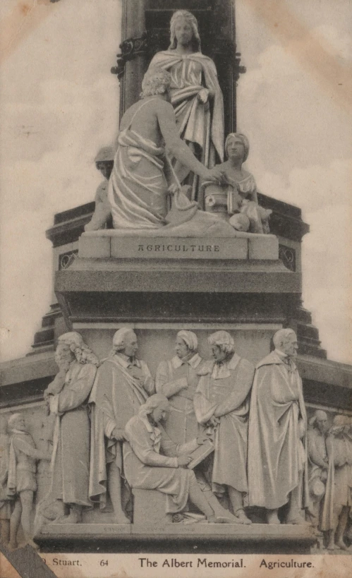 an old po of several statues on a monument