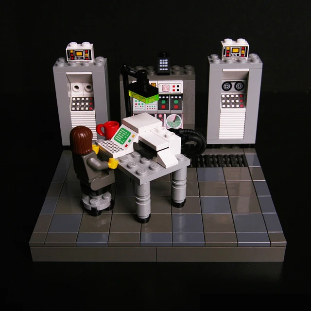 a lego space station set with an experiment