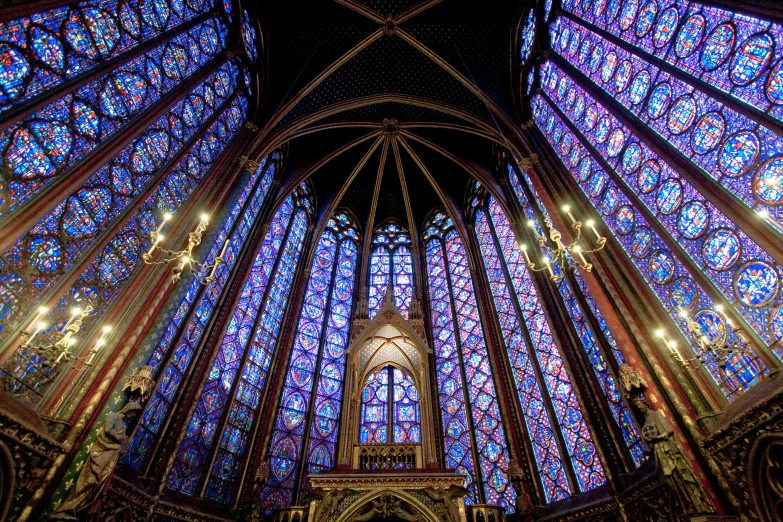a cathedral interior is all stained glass