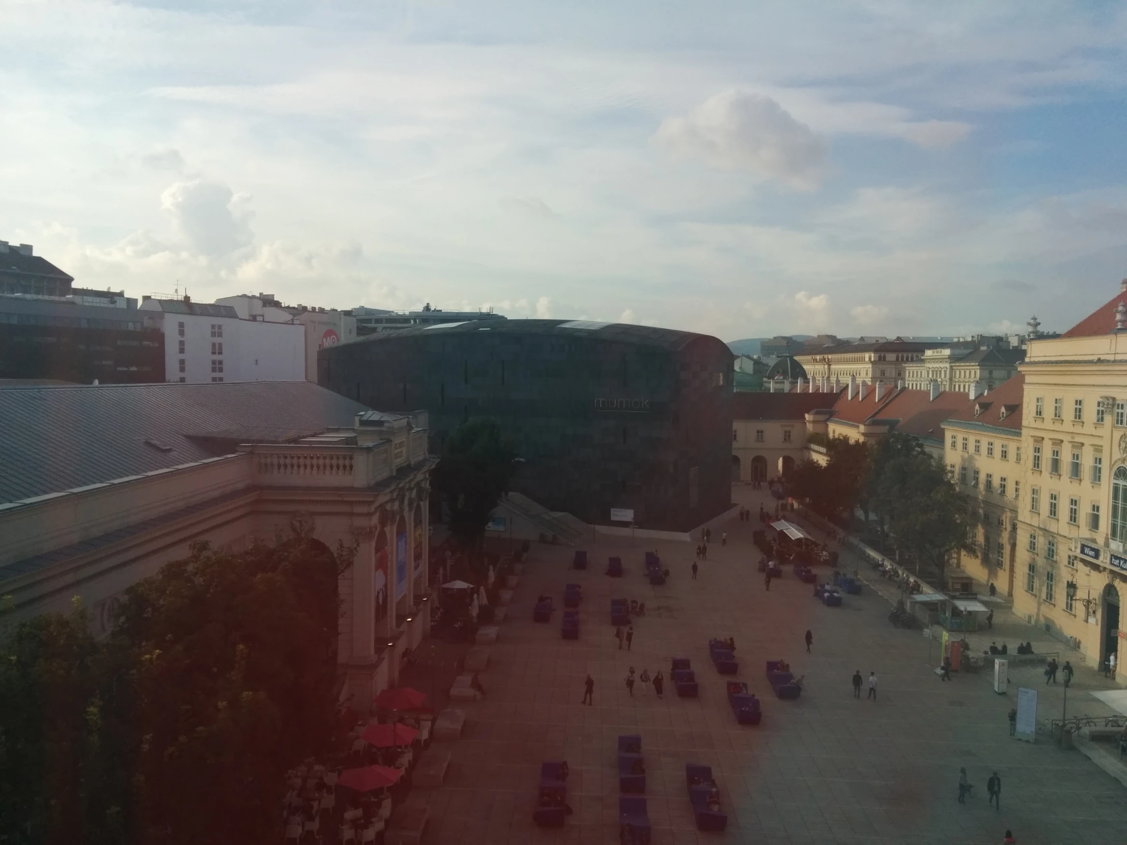 a view of some old buildings from an observation point