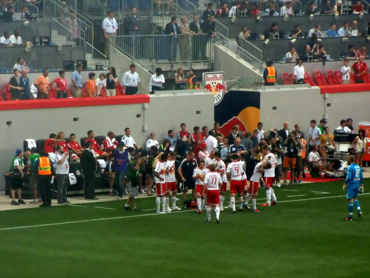 the men are warming up on the field