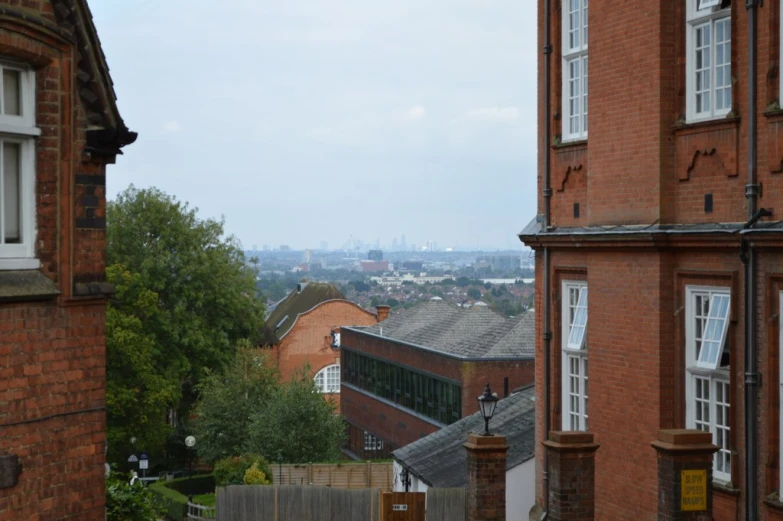 an image of looking down from an old city building