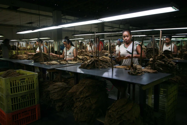 an assembly line at a factory producing goods