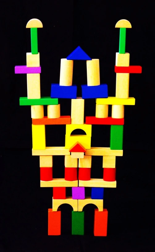 a toy made out of many blocks and toys