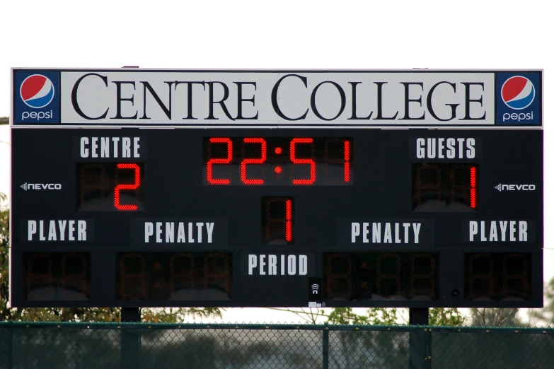 an electronic scoreboard displaying the number of athletes at central college