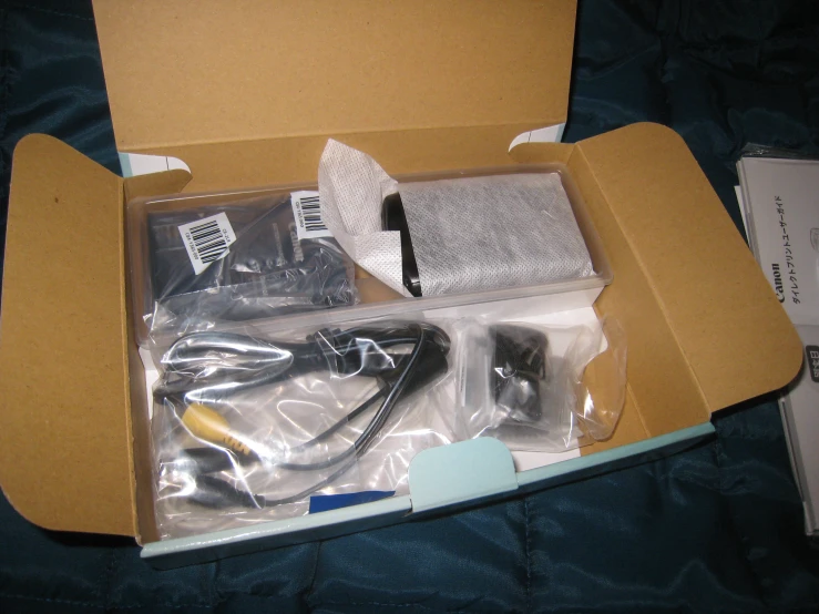 an open box that contains several items inside of it