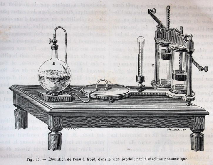 the illustration has been altered with water, pipes and microscope
