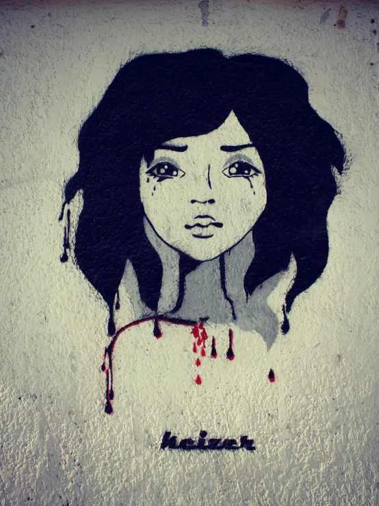 this is a graffiti with a girl and a  drip