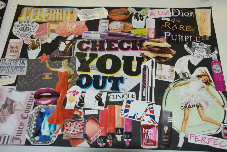 an arrangement of items that can be used to create a collage