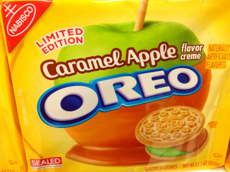 an apple oreo is in the package