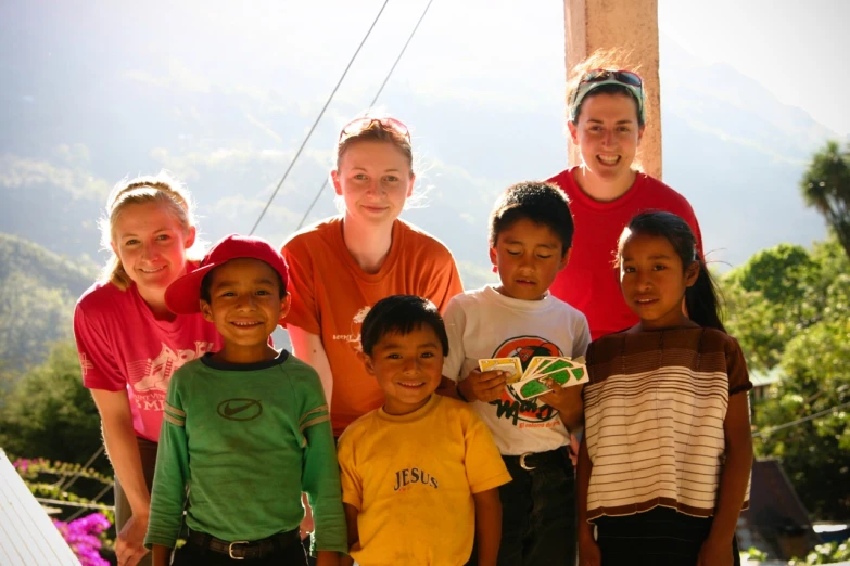 a group of young children posing for a po