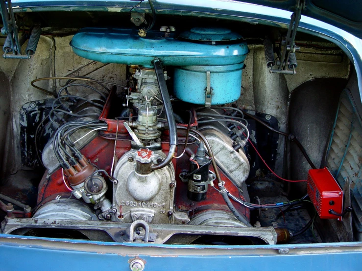 this is an old car with a very large engine