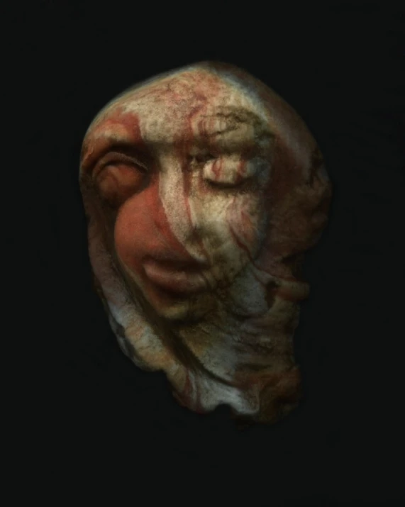 a digital rendering of an odd face with  on it