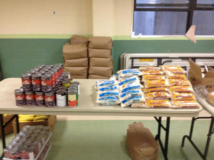 a variety of foods are laid out on a table