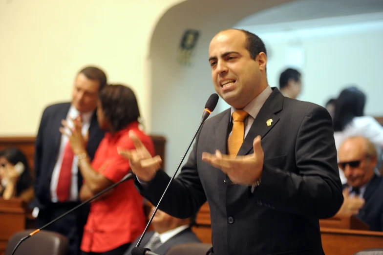 an israeli politician giving a speech to members