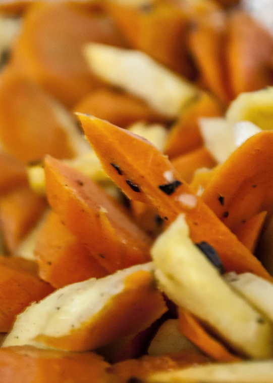 a plate with cut up fruit in it