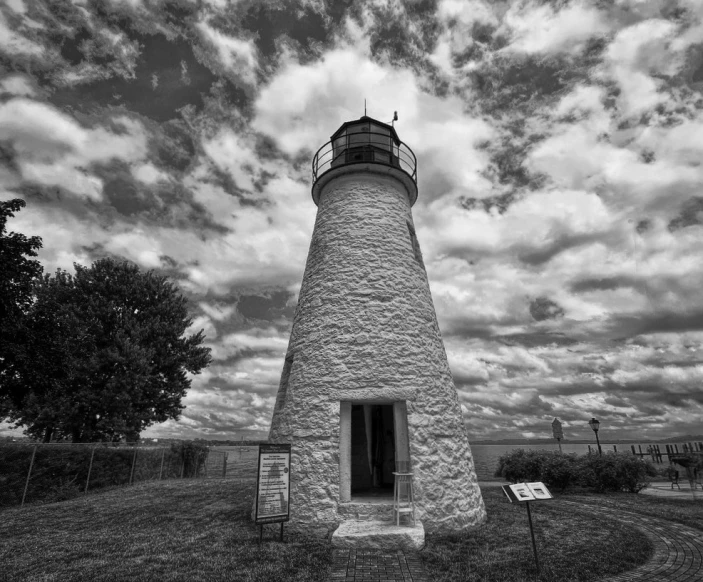 black and white pograph of a lighthouse