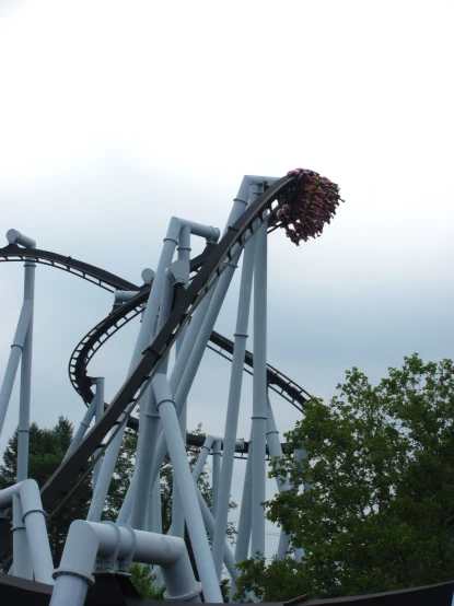 a roller coaster with a flower on top