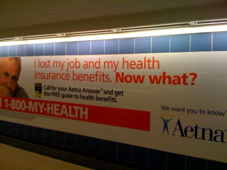 an advertit for a health company on a subway station