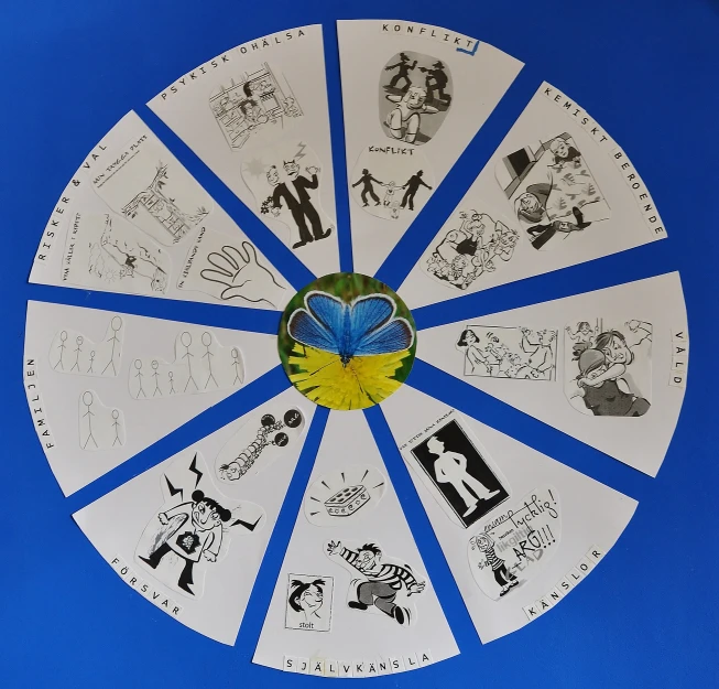 a paper plate with a clock decorated with pictures