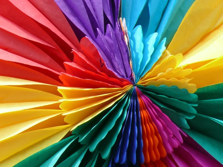 a close - up image of the center of paper fans