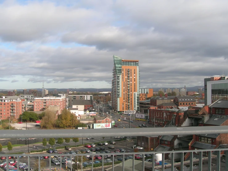 view from a balcony looking down on the city