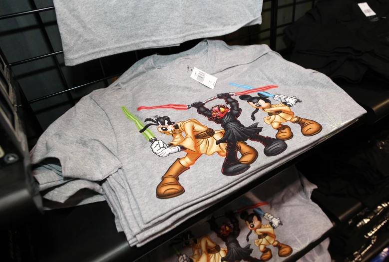 star wars tees are for sale and placed on display