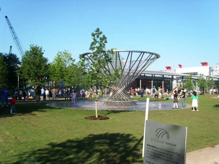 a park has several fountains in it