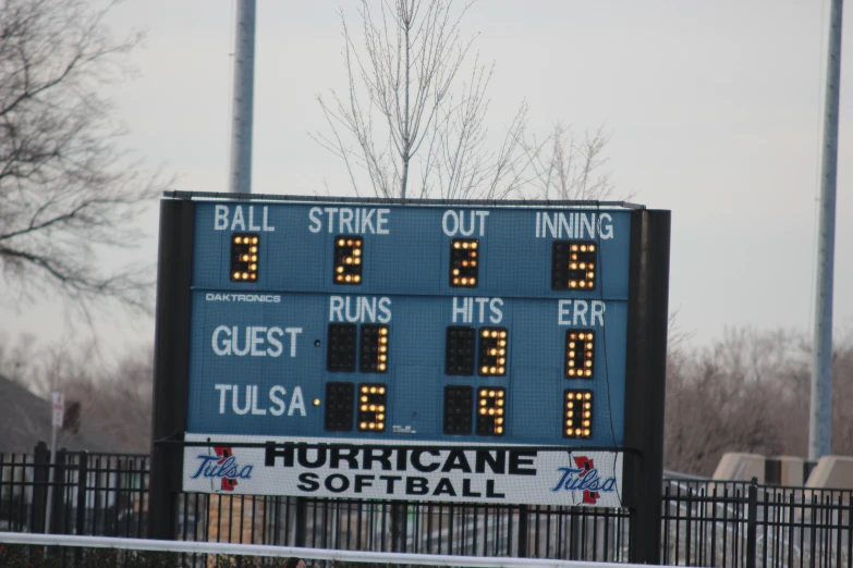 a score board for baseball at the ballpark