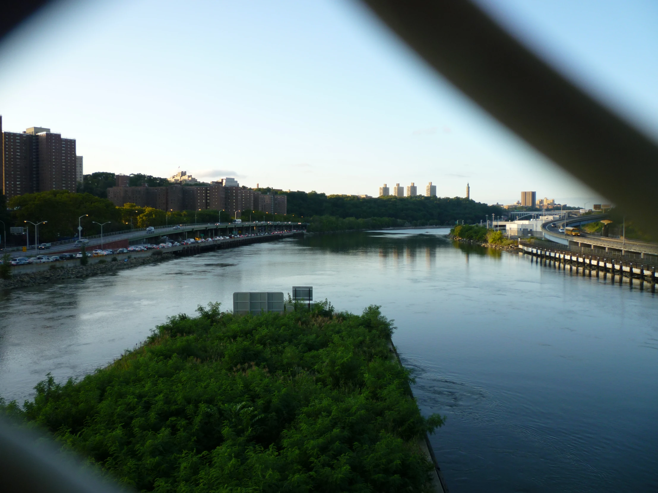 the water looks as though it is in a river or waterway