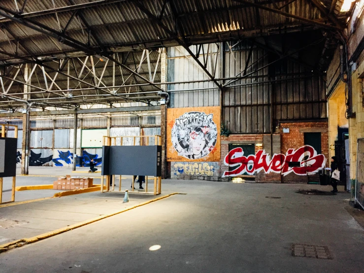 a warehouse has been completely covered with graffiti