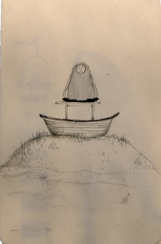 a drawing of a boat in the water