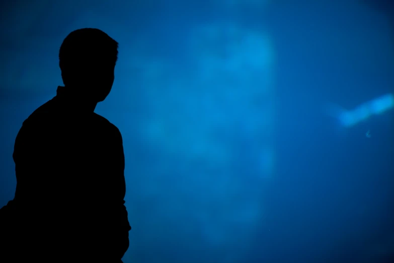 a silhouette of a person that is standing in front of the light