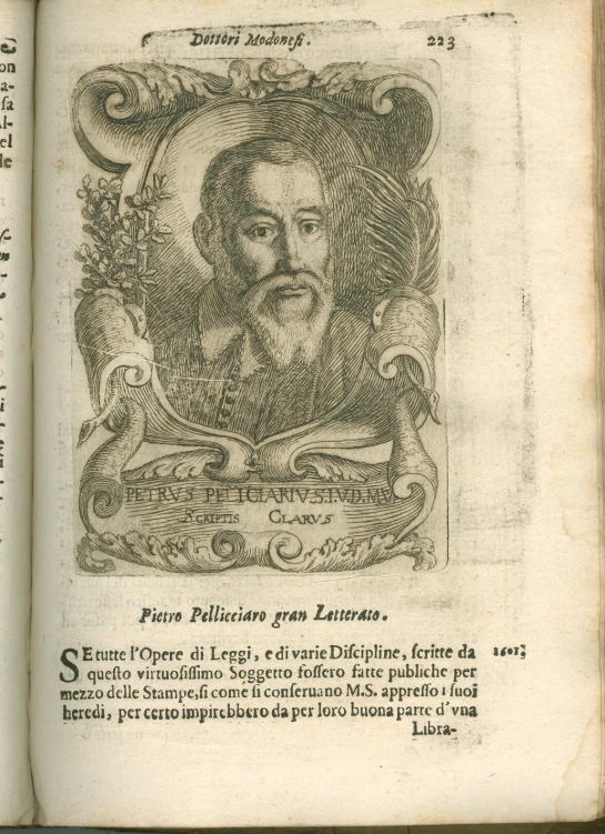 a old book containing a picture of a bearded man