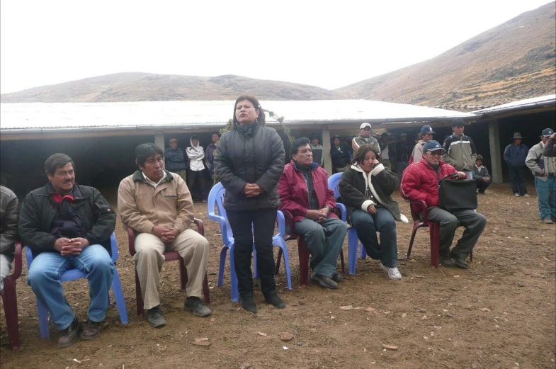 a group of people in an open area