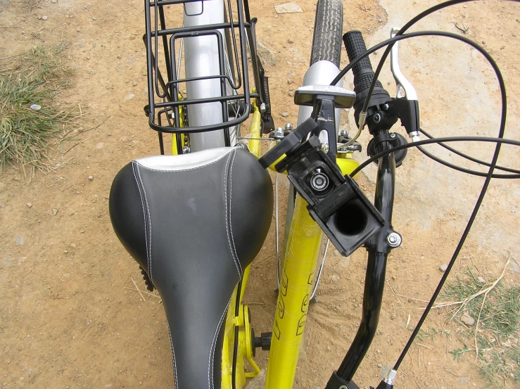 a bicycle with a bike rack and handle bars