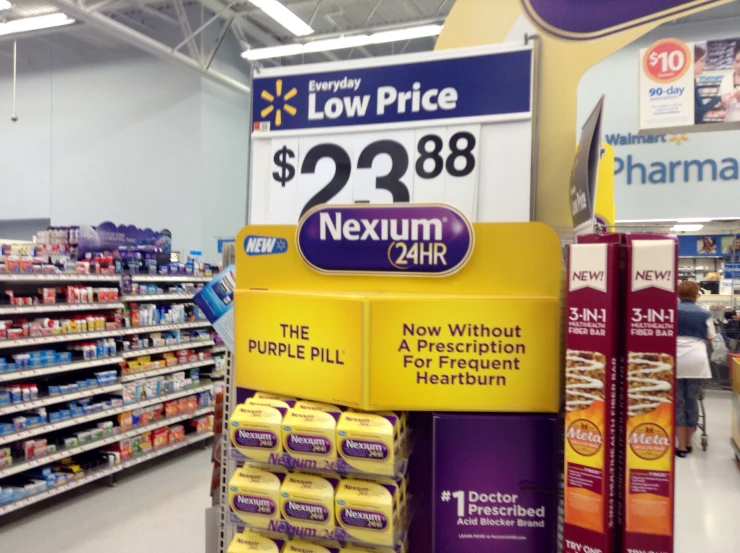 a large display case in a grocery store with prices displayed