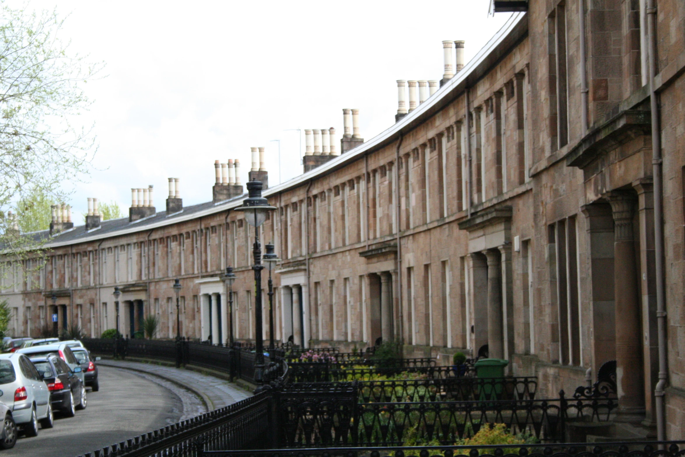 several old buildings line the street of this town