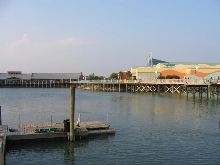 a very long pier over looking the water