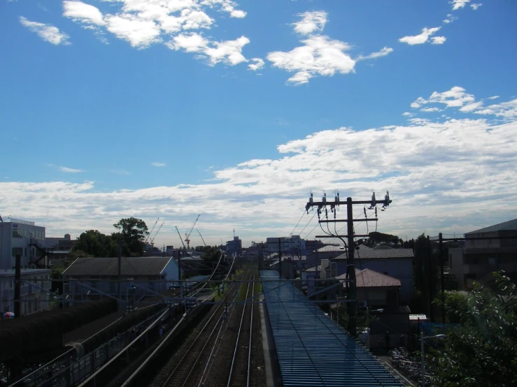 a railway track runs parallel to houses