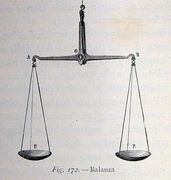 a drawing of an old scale with two balance scales