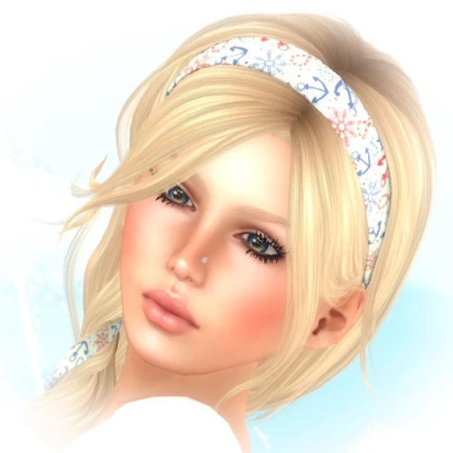 an animation image of a blonde woman with long hair wearing a head band