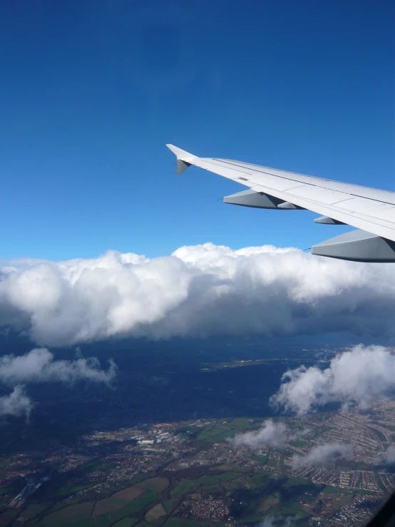 an airplane wing as seen from the window