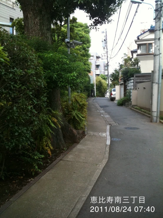 a paved road in the middle of an asian neighborhood