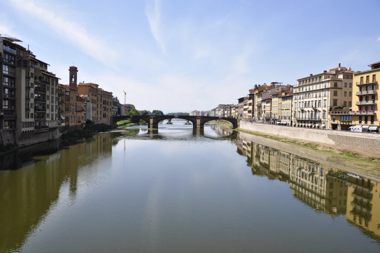 a view of a river that is lined with old buildings