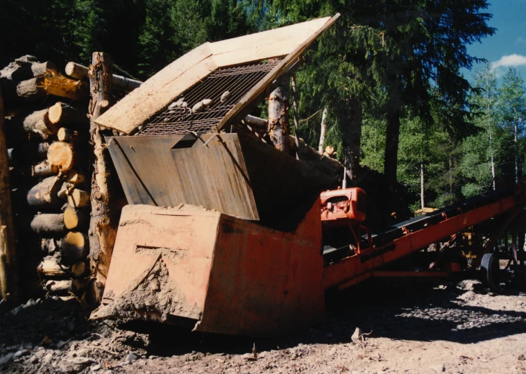 there is soing in the truck and some logs