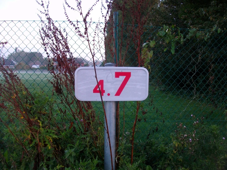 a no parking sign in front of a chain link fence