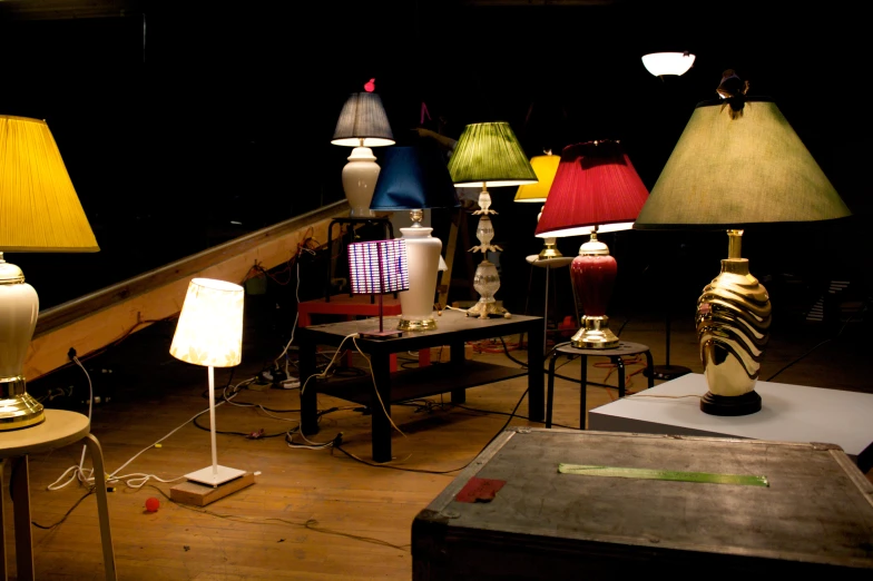 various types of lamps sitting next to each other