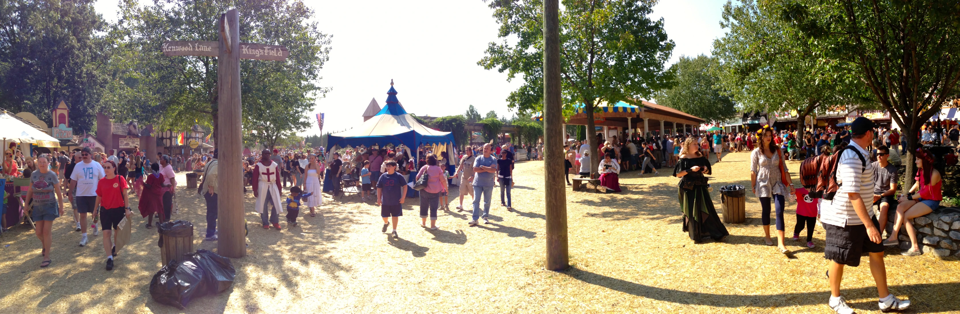 a crowd of people standing around at a fair